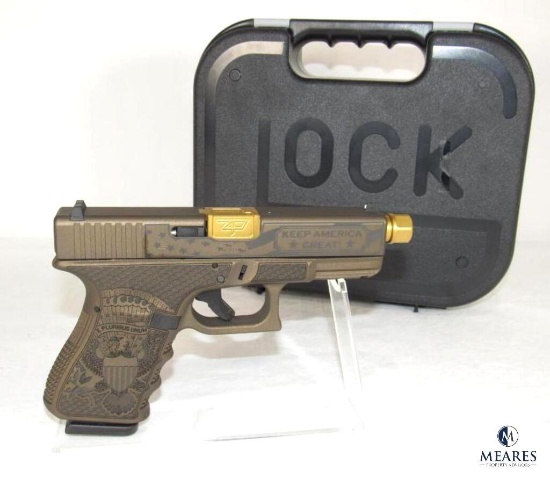New Glock 19 Trump 45th Edition 9mm Semi-Auto Pistol with Zaffiri Gold Barrel
