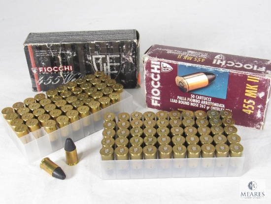 99 Rounds Fiocchi Enfield .455 MK II Webley Ammo 262 Grain