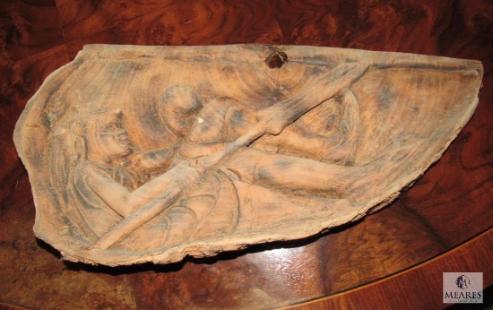 Carved Wood Masai Warrior Plaque from Kenya