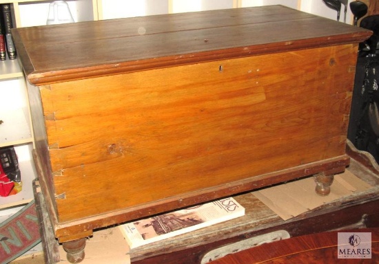 Antique Wood Hope Chest with Large Dovetail Construction