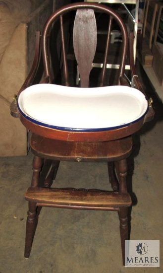 Antique Highchair with Enamel Tray