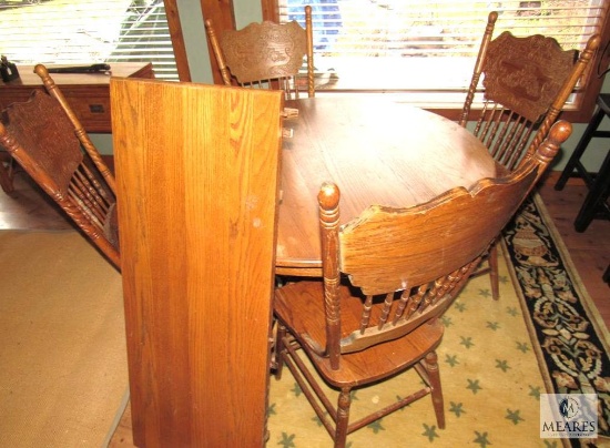 Pedestal Claw Foot Table with Leaf and Four Matching Chairs