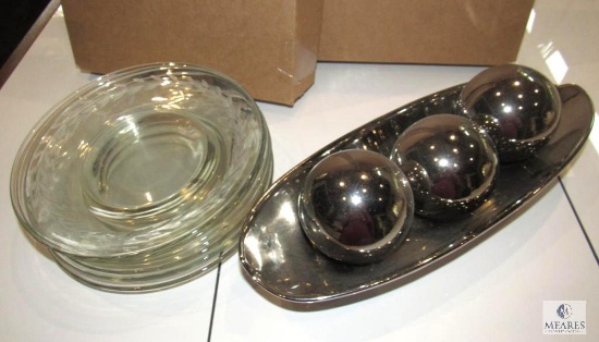 Decorative Glass and Silvertone Decorative Pieces