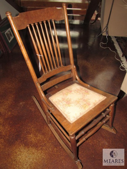 Small Antique Rocker with Original Upholstery