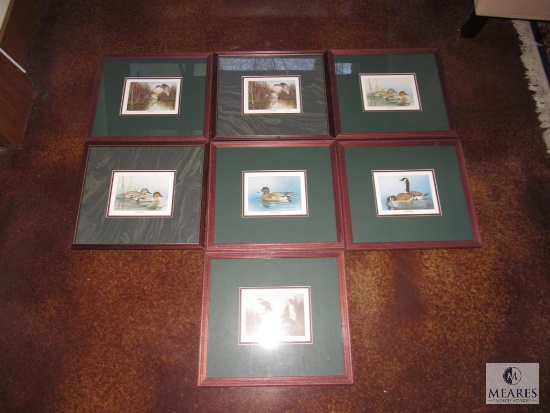 Seven Framed and Matted Duck and Geese Prints