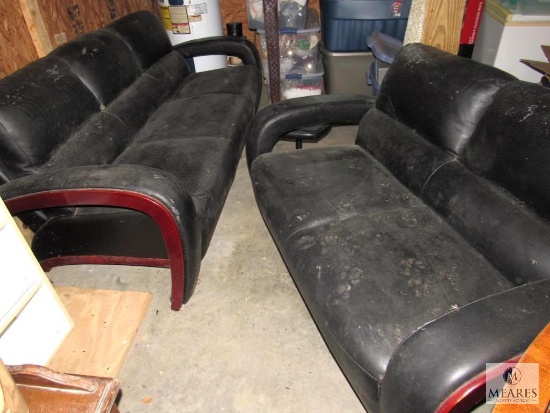Matching Vinyl Sofa and Loveseat with Stool