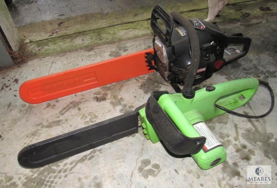 Craftsman 18" Gas Powered Chainsaw with Portland 14" Electric Chainsaw