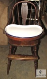 Antique Highchair with Enamel Tray