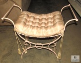 Vintage Metal Vanity Stool with Cushion