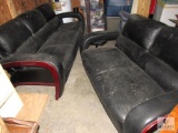 Matching Vinyl Sofa and Loveseat with Stool