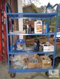 Metal Rolling Four-Shelf Cart with Contents