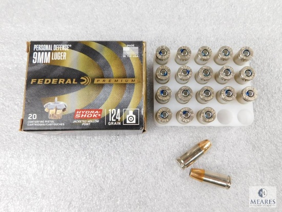 20 Rounds Federal Personal Defense 9mm Luger 124 Grain Ammo
