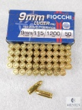 50 Rounds Fiocchi 9mm Luger 115 Grain FMJ Ammo