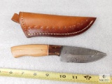Handmade Fixed Blade Knife with Laminate Wood Handle and Leather Sheath