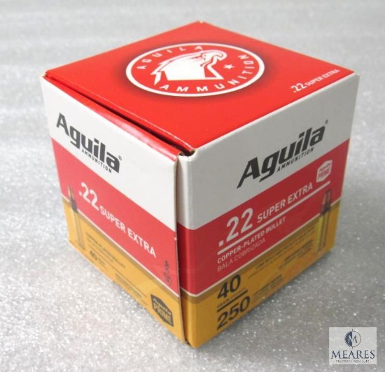 250 Rounds Aguila .22 Long Rifle Ammo. 40 Grain Copper Plated. 1255 FPS