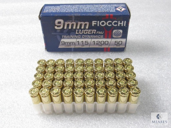 50 Rounds Fiocchi 9mm Ammo. 115 Grain FMJ