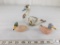 Lot of Two Stone Carved Duck Figurines and Porcelain Piece