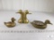 Lot of Vintage Brass Duck Decorations Includes Bookends and Soap Dish