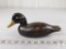 Vintage Wood Carved Duck Decoy with Brass Beak
