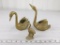 Lot of Three Brass Swan Decorative Planters and Figurine