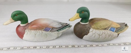 Lot of Two Porcelain Mallard Duck Decorations