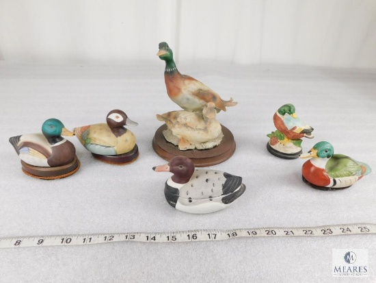 Lot of Six Porcelain Decorative Duck Figurines