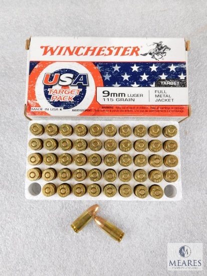 50 Rounds Winchester 9mm Luger 115 Grain FMJ Ammo