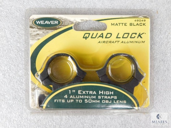 New Weaver Quad Lock 1" Extra High Matte Black Scope RIngs