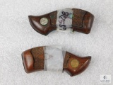 Lot of Two Smith & Wesson Checkered Wood Grips Fits Small J Frame Revolvers
