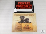 Lot Tin Signs - Remington UMC Labs and Private Property No Trespassing Sign