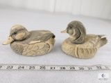Pair of Artek Faux Scrimshaw Decorative Duck Lidded Trinket Boxes
