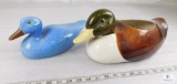 Lot of Two Porcelain Duck Decorations One Stamped Calico