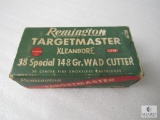 50 Rounds Remington .38 SPL Targetmaster 148 Grain Wadcutter Ammo in Vintage Box