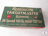 50 Rounds Remington .38 SPL Targetmaster 148 Grain Wadcutter Ammo in Vintage Box