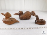 Lot of Three Vintage Hand Carved Wood Duck Figurines
