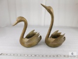 Lot of Two Brass Swan Decorative Planters