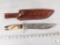 Damascus Steel Blade Knife With Leather Sheath