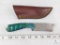 Damascus Blade Knife with Leather Sheath and Beautiful Wood Handle