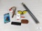 Lot of Safety Goggles, Leather Pet Collar, Whistle and Tripod