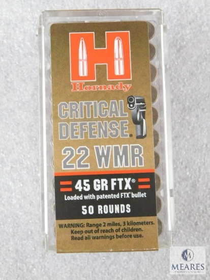 50 Rounds Hornady Critical Defense 22 WMR 45 Grain FTX