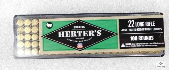 100 Rounds Herter's 22LR 40 Grain Plated Hollow Point 1280 FPS