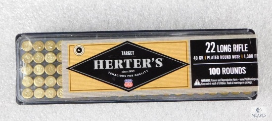 100 Rounds Herter's 22LR 40 Grain Plated Round Nose 1300 FPS