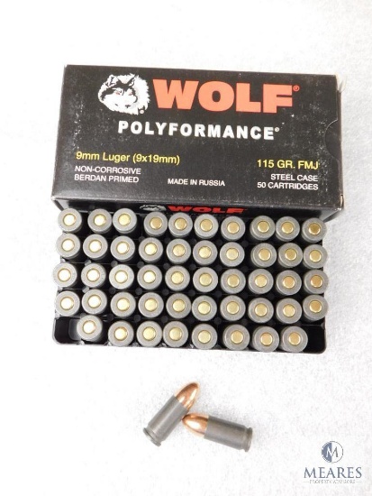 50 Rounds Wolf 9mm Luger 115 Grain FMJ