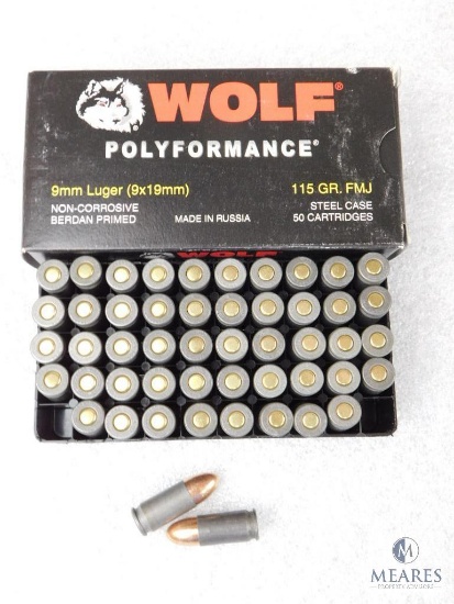 50 Rounds Wolf 9mm Luger 115 Grain FMJ