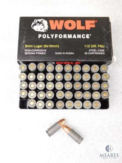 50 Rounds Wolf 9mm Luger 115 Grain FMJ