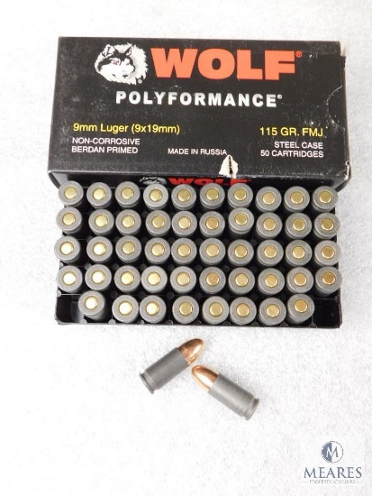 50 Rounds Wolf 9mm Luger 115 Grain FMJ