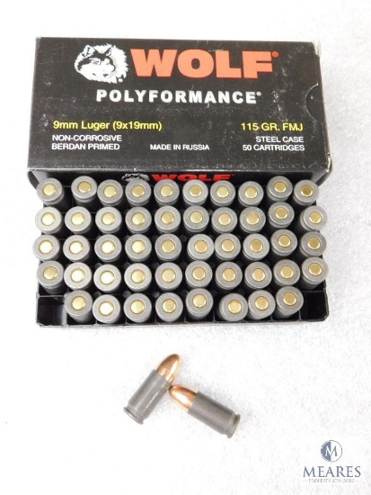 50 Rounds Wolf 9mm Luger 115 Grain FMJ