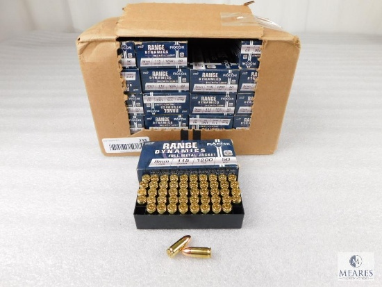 1000 Rounds Fiocchi 9mm Luger 115 Grain 1200 FPS