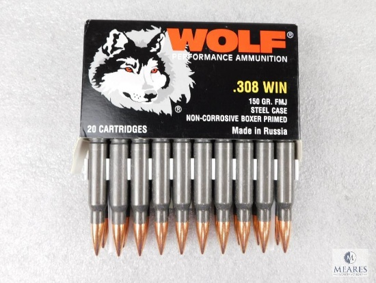 20 Rounds Wolf .308 WIN 150 Grain FMJ Ammo Steel