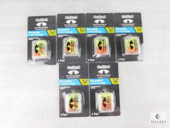 Six Pairs of Reusable Corded Earplugs In Hard Carrying Case